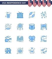 ensemble de 16 vecteurs de blues le 4 juillet fête de l'indépendance des états-unis tels que beignet américain st fire united modifiable usa day vector design elements