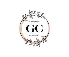 collection de logos de monogramme de mariage lettre initiales gc, modèles minimalistes et floraux modernes dessinés à la main pour cartes d'invitation, réservez la date, identité élégante pour restaurant, boutique, café en image vectorielle vecteur