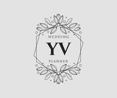 collection de logos de monogramme de mariage lettre initiales yv, modèles minimalistes et floraux modernes dessinés à la main pour cartes d'invitation, réservez la date, identité élégante pour restaurant, boutique, café en image vectorielle vecteur