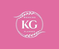 kg initiales lettre collection de logos de monogramme de mariage, modèles minimalistes et floraux modernes dessinés à la main pour cartes d'invitation, réservez la date, identité élégante pour restaurant, boutique, café en image vectorielle vecteur