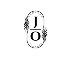 jo initiales lettre mariage monogramme logos collection, modèles minimalistes et floraux modernes dessinés à la main pour cartes d'invitation, réservez la date, identité élégante pour restaurant, boutique, café en image vectorielle vecteur