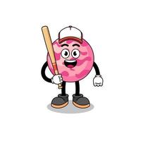 caricature de mascotte de boule de crème glacée en tant que joueur de baseball vecteur