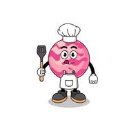 illustration de la mascotte du chef de la cuillère à crème glacée vecteur