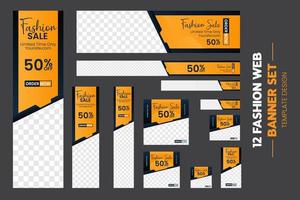 ensemble de modèles de bannières d'annonces Web modifiables, ensemble de bannières Web vecteur