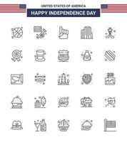 joyeux jour de l'indépendance usa pack de 25 lignes créatives de sport hokey main bureau américain modifiable usa day vector design elements