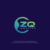 zq lettre initiale ligne circulaire modèle de logo vecteur avec dégradé de couleurs