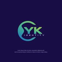 yk lettre initiale ligne circulaire modèle de logo vecteur avec dégradé de couleurs
