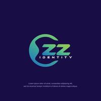 zz lettre initiale ligne circulaire modèle de logo vecteur avec dégradé de couleurs