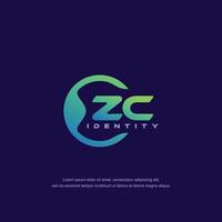 zc lettre initiale ligne circulaire modèle de logo vecteur avec dégradé de couleurs