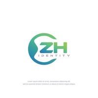 zh lettre initiale ligne circulaire modèle de logo vecteur avec dégradé de couleurs