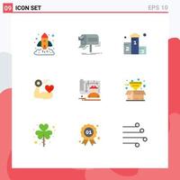 pack de 9 signes et symboles de couleurs plates modernes pour les supports d'impression Web tels que la course du bulletin d'information sur la croissance cardiaque gagner des éléments de conception vectoriels modifiables vecteur