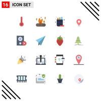 ensemble de 16 symboles d'icônes d'interface utilisateur modernes signes pour ordinateurs école de vacances emplacement de camping pack modifiable d'éléments de conception de vecteur créatif