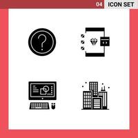 4 ensemble de glyphes solides universels pour les applications web et mobiles informations de développement client clavier du navigateur éléments de conception vectoriels modifiables vecteur
