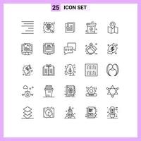 ensemble de 25 symboles d'icônes d'interface utilisateur modernes signes pour les boissons de repas sur la cuisson des éléments de conception vectoriels modifiables personnels vecteur