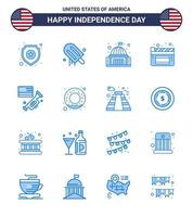 joyeux jour de l'indépendance usa pack de 16 blues créatifs du haut-parleur film lieu films blancs modifiables usa day vector design elements