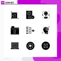 9 concept de glyphe solide pour les sites Web phases mobiles et d'applications haut-parleur privé keyhole nature éléments de conception vectoriels modifiables vecteur