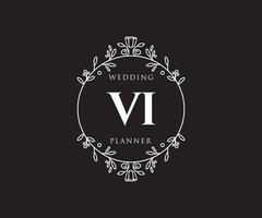 vi collection de logos de monogramme de mariage lettre initiales, modèles minimalistes et floraux modernes dessinés à la main pour cartes d'invitation, réservez la date, identité élégante pour restaurant, boutique, café en image vectorielle vecteur