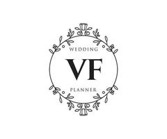 collection de logos de monogramme de mariage lettre initiales vf, modèles minimalistes et floraux modernes dessinés à la main pour cartes d'invitation, réservez la date, identité élégante pour restaurant, boutique, café en image vectorielle vecteur