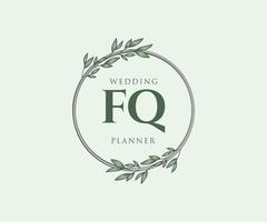 fq initiales lettre collection de logos de monogramme de mariage, modèles minimalistes et floraux modernes dessinés à la main pour cartes d'invitation, réservez la date, identité élégante pour restaurant, boutique, café en image vectorielle vecteur