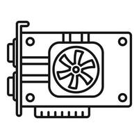 vecteur de contour d'icône de carte vidéo. processeur graphique de l'ordinateur