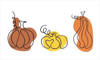 dessin au trait citrouille récolte d'automne, action de grâces, halloween. orange, marron, jaune. illustration vectorielle vecteur