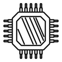 vecteur de contour d'icône de processeur de données. ordinateur numérique