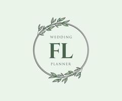 fl initiales lettre mariage monogramme logos collection, modèles minimalistes et floraux modernes dessinés à la main pour cartes d'invitation, réservez la date, identité élégante pour restaurant, boutique, café en image vectorielle vecteur