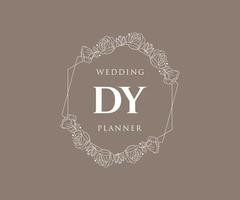 dy initiales lettre mariage monogramme logos collection, modèles minimalistes et floraux modernes dessinés à la main pour cartes d'invitation, réservez la date, identité élégante pour restaurant, boutique, café en image vectorielle vecteur