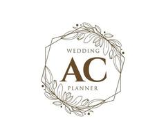 ac initiales lettre mariage monogramme logos collection, modèles minimalistes et floraux modernes dessinés à la main pour cartes d'invitation, réservez la date, identité élégante pour restaurant, boutique, café en image vectorielle vecteur