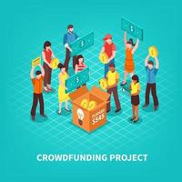 composition de crowdfunding isométrique vecteur