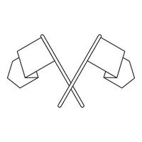 icône de fanions croisés, style de contour vecteur