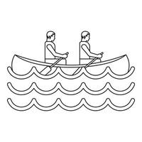 canoë kayak avec icône de deux personnes, style simple vecteur