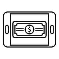 vecteur de contour d'icône de paiement mobile. verser de l'argent