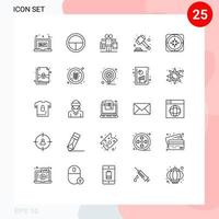ensemble moderne de 25 lignes de pictogrammes d'éléments de conception vectoriels modifiables vecteur