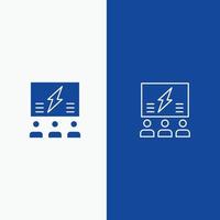 brainstorming groupe idée solution équipe pense pensée ligne et glyphe icône solide bannière bleue ligne et glyphe icône solide bannière bleue vecteur