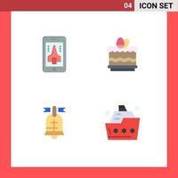 4 pack d'icônes plates de l'interface utilisateur de signes et symboles modernes de l'anneau de jeu smartphone manger des éléments de conception vectoriels modifiables aux états-unis vecteur