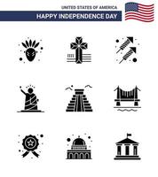 4 juillet usa joyeux jour de l'indépendance icône symboles groupe de 9 glyphes solides modernes de feu d'artifice de construction américaine usa d'éléments de conception vectoriels modifiables usa day vecteur