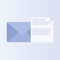 enveloppe e-mail avec blanc ouvert. isolé sur fond bleu. illustration pour les newsletters par e-mail et le web vecteur