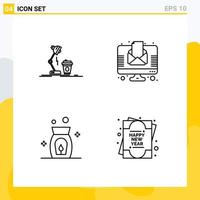 ensemble de 4 symboles d'icônes d'interface utilisateur modernes signes pour studio arôme lampe nouvelles spa éléments de conception vectoriels modifiables vecteur