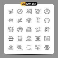 25 signes de symboles de contour de pack d'icônes noires pour des conceptions réactives sur fond blanc. 25 icônes définies. vecteur