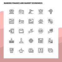 ensemble d'icônes de ligne finance bancaire et économie de marché 25 icônes vecteur minimalisme style design icônes noires ensemble pack de pictogrammes linéaires