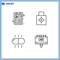 pack de 4 symboles universels d'éléments de conception vectoriels modifiables de sécurité de clé médicale cv vecteur