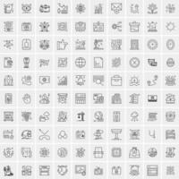 100 icônes universelles de ligne noire sur fond blanc vecteur