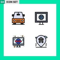 4 icônes créatives signes et symboles modernes de l'emplacement de la voiture nouvelles éléments de conception vectoriels modifiables maison rétro vecteur