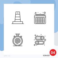 ensemble moderne de 4 pictogrammes de couleurs plates remplies de flux d'affaires sous des éléments de conception vectoriels modifiables lents dans le temps vecteur