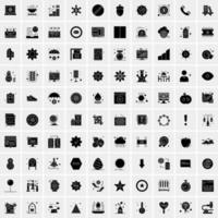 ensemble de 100 icônes de glyphes solides d'affaires vecteur