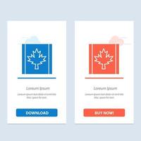 feuille de drapeau du canada bleu et rouge téléchargez et achetez maintenant le modèle de carte de widget web vecteur