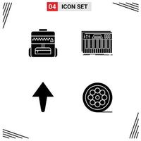 4 glyphes solides vectoriels thématiques et symboles modifiables des éléments de conception vectoriels modifiables de la ligne midi du contrôleur de sac vecteur
