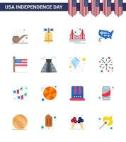 16 signes plats pour les états de la fête de l'indépendance des états-unis vecteur