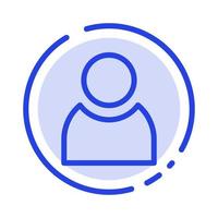 icône de la ligne pointillé bleu de base de l'utilisateur avatar vecteur